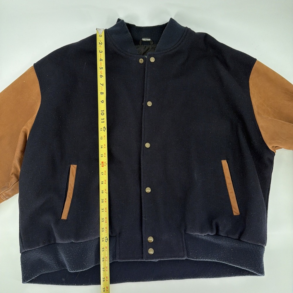 Cabela's Jacket Mens 2XL Blue Wool Leather Varsity Snap Outdoor Canada Hunting - Picture 10 of 16